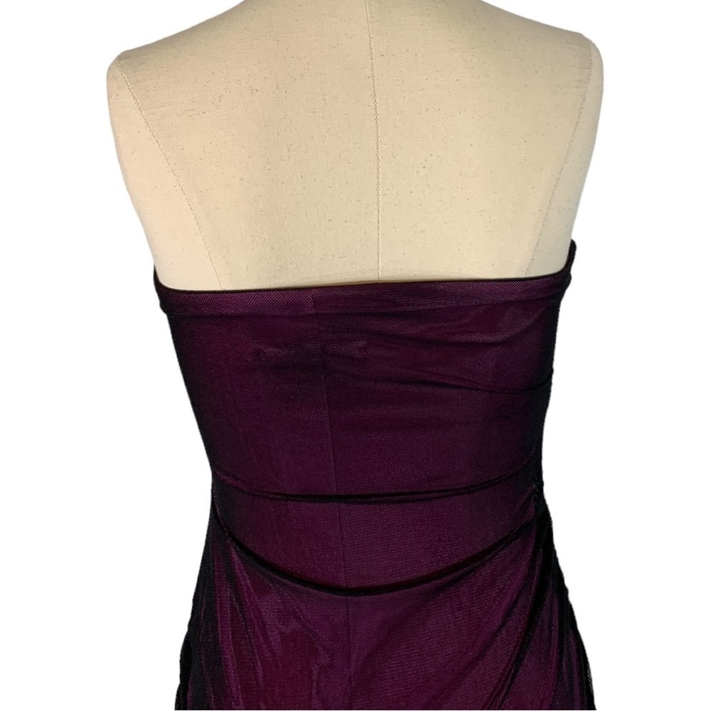 Vintage Y2K Guess Strapless Midi Dress Ruched Bodycon Sheer Hem Small - Picture 8 of 10